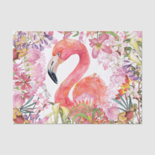 Flamingo im Blumen-Dschungel - Sommer-Muster Seidenpapier