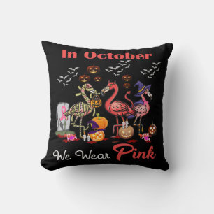Flamingo im Oktober tragen wir Pink Breast Cancer Kissen