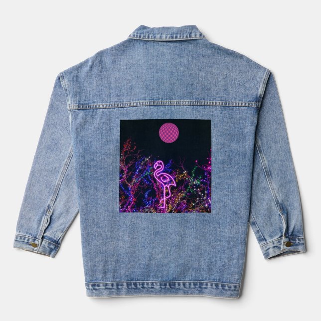 Flamingo im Party des Tanzes. Jeansjacke (Rückseite)