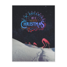 Flamingo im Schnee mit Raum Weihnachten seltsam