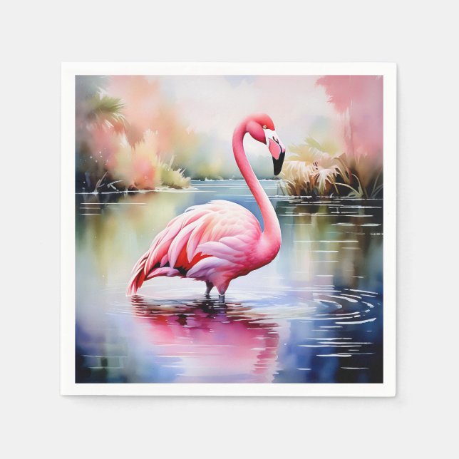 Flamingo im Wasser Serviette (Vorderseite)