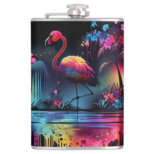 Flamingo in A Lake-63852 Flachmann (Vorderseite)