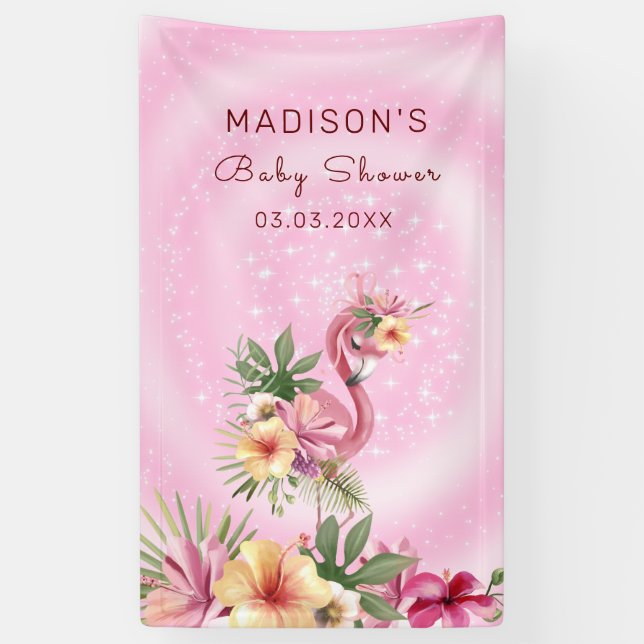 Flamingo in Blume Banner (Vertikal)