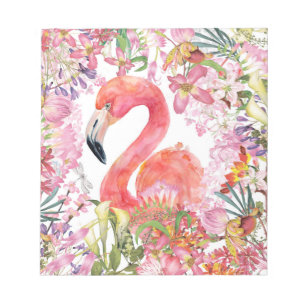 Flamingo in Blume Dschungel - Sommermuster Notizblock