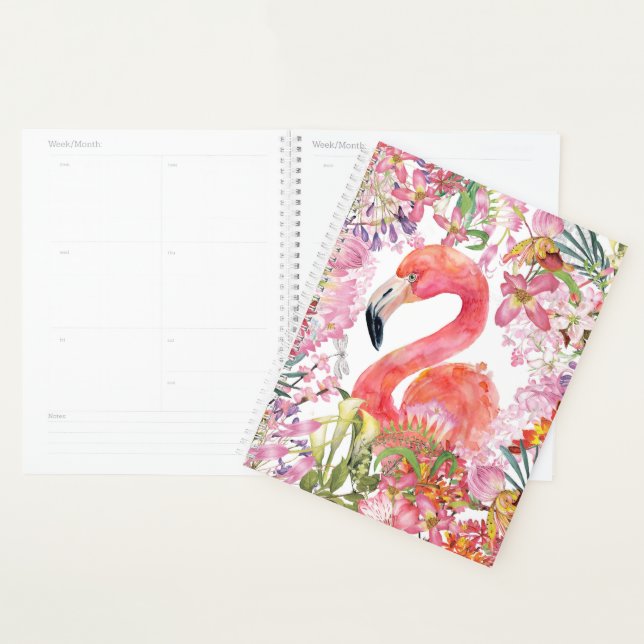 Flamingo in Blume Dschungel - Sommermuster Planer (Anzeige)