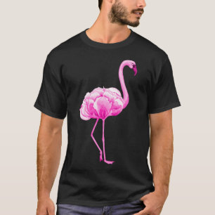 Flamingo in Blütenblättern Blume rosa T-Shirt