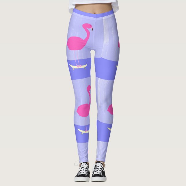 Flamingo in der Skateboardmalerei Kunst Leggings (Vorderseite)
