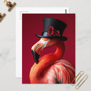 Flamingo in einem Top Hat Postkarte
