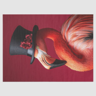 Flamingo in einem Zylinder-Decoupage Seidenpapier