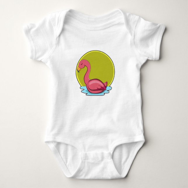 Flamingo in Wasser mit Sonne Baby Strampler (Vorderseite)