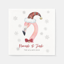 Flamingo & Jingle Typografy Weihnachtsmannmütze Ho Serviette