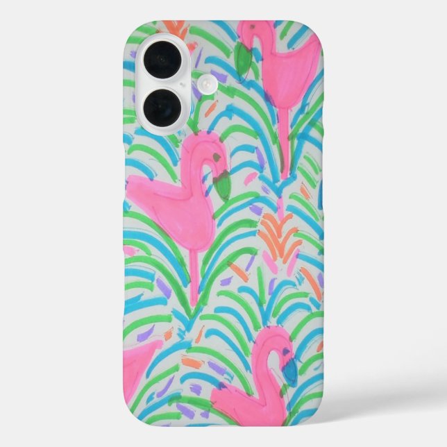 Flamingo Jungle Party iPhone Case (Rückseite)