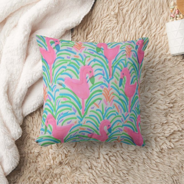 Flamingo Jungle Party Throw Kissen (Decke)