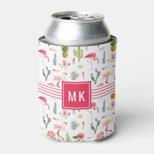 Flamingo-Kaktus-Ananas-Hibiskus-Muster Dosenkühler