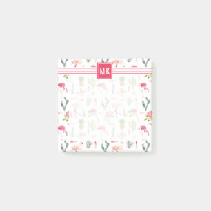 Flamingo-Kaktus-Ananas-Hibiskus-Muster Post-it Klebezettel