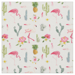 Flamingo-Kaktus-Ananas-Hibiskus-Muster Stoff