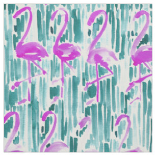 FLAMINGO KALTER tropischer Aquarell-Druck Stoff