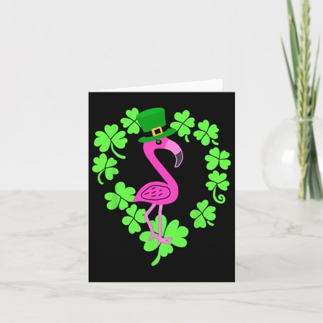 Flamingo Kleeblatt St Patricks Day Animal Karte (Vorderseite)