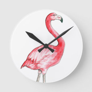Flamingo-Kunst Runde Wanduhr