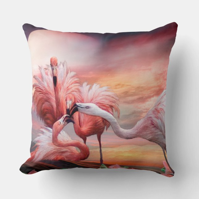 Flamingo-Kuss-Kunst-Designer Kissen-Quadrat Kissen (Vorderseite)
