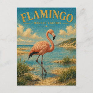 Flamingo-Küstenlagune Watercolor GeoSaga Postkarte