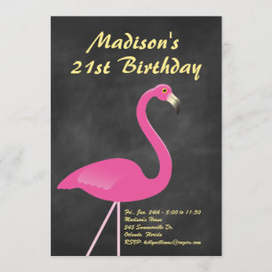 Flamingo-laden 21. Geburtstags-Party - Tafel ein Einladung