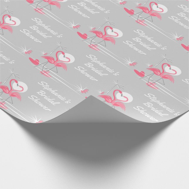 Flamingo Liebe Brautparty Packpapier (Ecke)