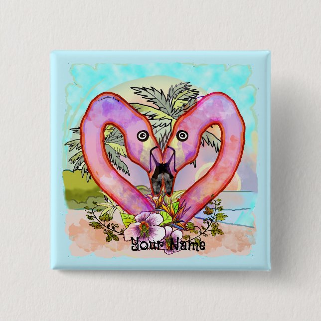 Flamingo-Liebe Button (Vorderseite)