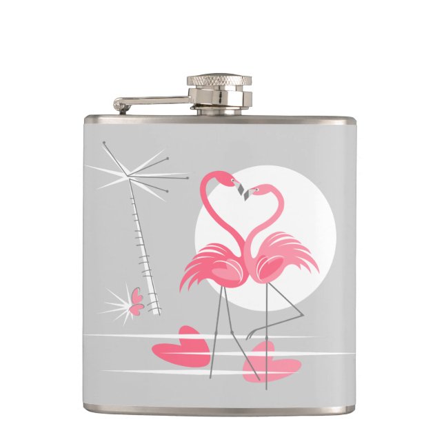 Flamingo-Liebe Flachmann (Vorderseite)