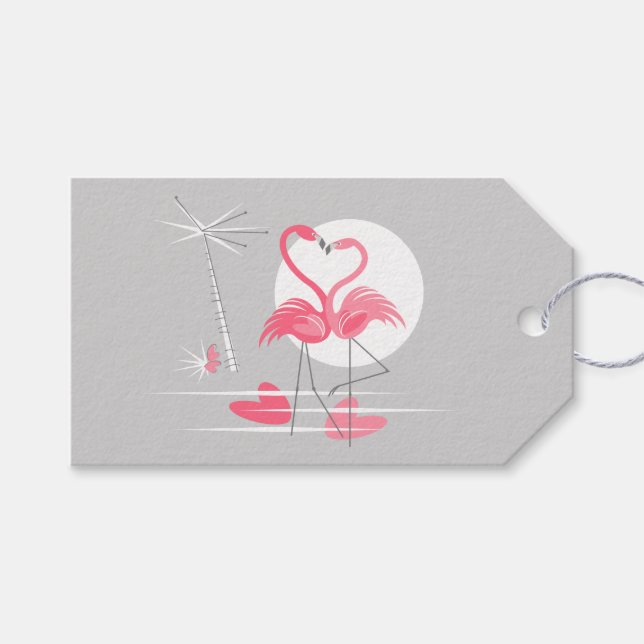 Flamingo-Liebe Geschenkanhänger (Vorderseite (Horizontal))