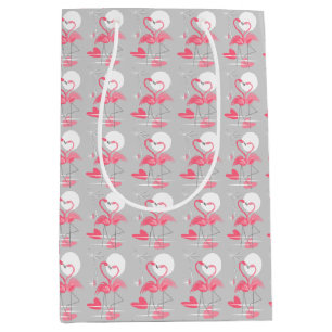 Flamingo Liebe Geschenktasche, mittelgefliest Mittlere Geschenktüte