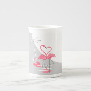 Flamingo Liebe Große Mond Tasse Knochen China