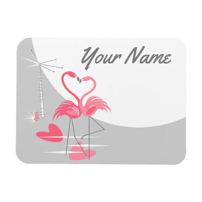 Flamingo Liebe Große Moon Name Landschaft Magnet (Horizontal)