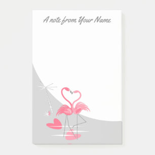 Flamingo Liebe Grosser Mond Post-it notiert vertik Klebezettel