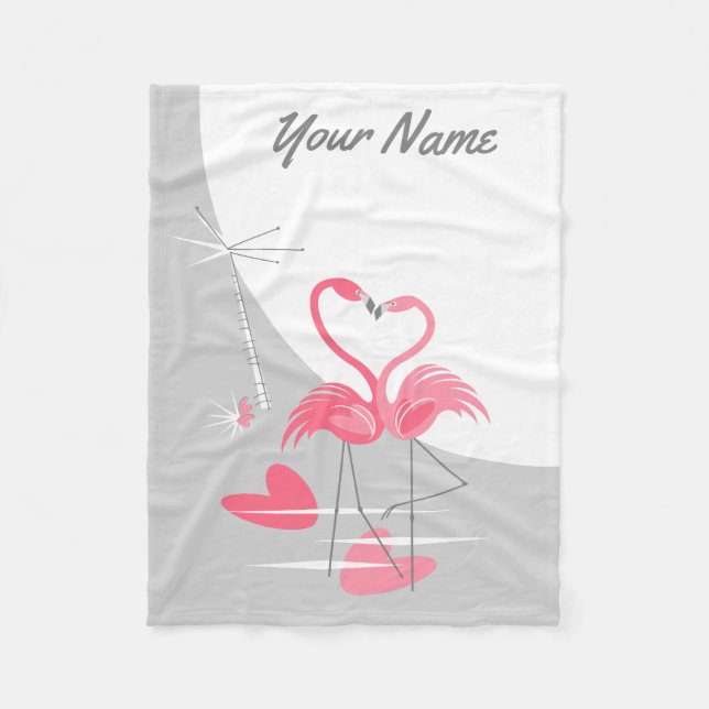 Flamingo Liebe Grosser Mondname Fleece klein (Vorderseite)