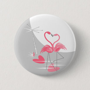 Flamingo Liebe Grosser Moon-Knopf Button