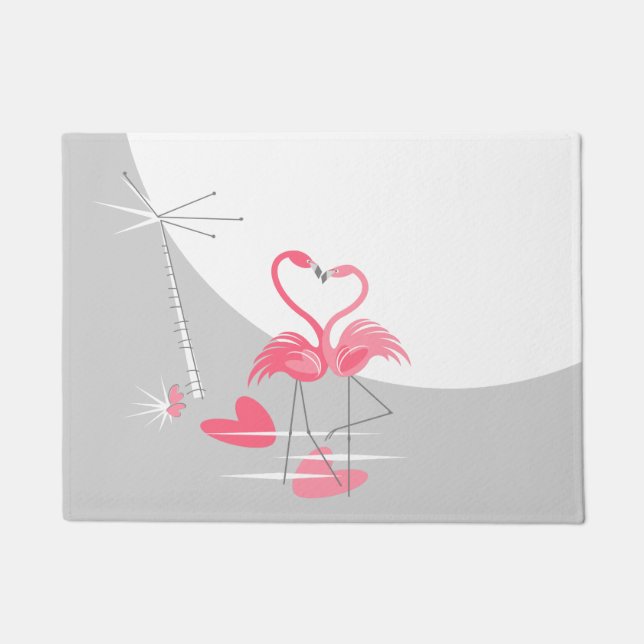 Flamingo Liebe Grosses Mondfeuer Fußmatte (Vorderseite)