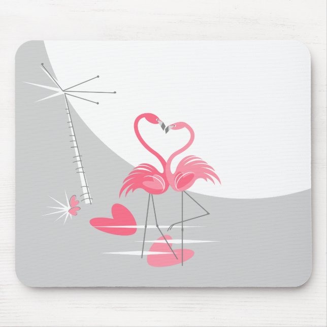 Flamingo Liebe Grossmoon Mousepad horizontal (Vorne)
