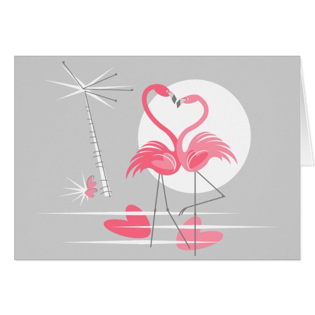 Flamingo Liebe Grüße Karte Landschaft (Vorderseite (Horizontal))