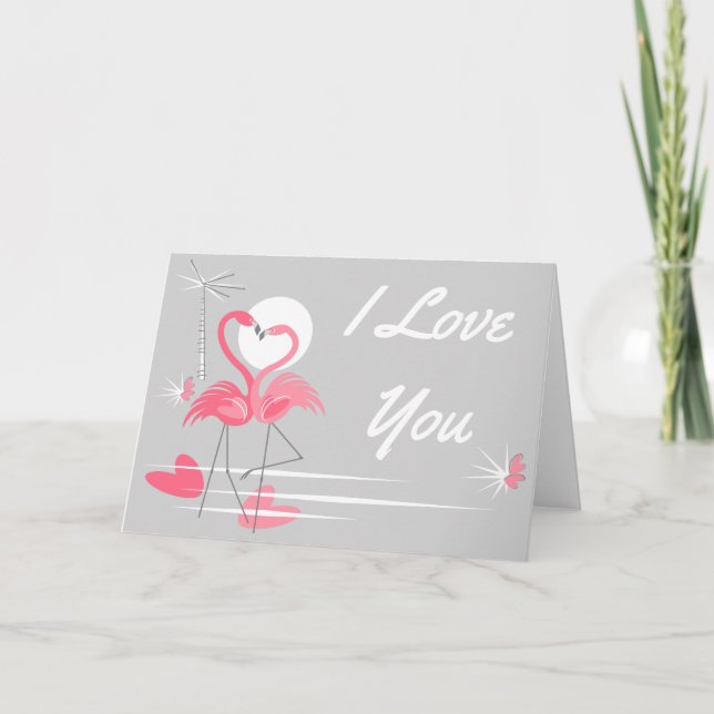 Flamingo Liebe I Liebe Landschaft Karte (Vorderseite)