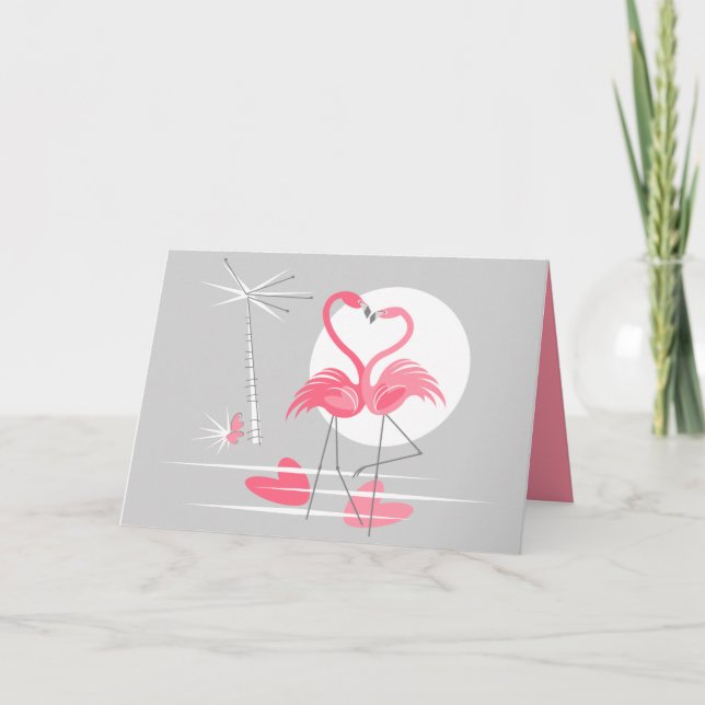 Flamingo Liebe in rosa Grüße Kartenlandschaft Karte (Vorderseite)