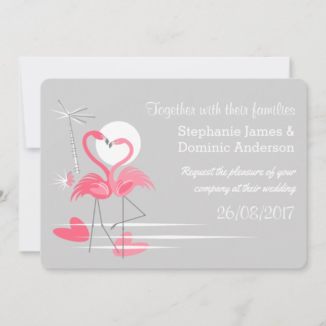 Flamingo-Liebe-Landschaft Einladung (Vorderseite)