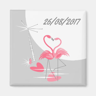 Flamingo Liebe Large Moon Date Magnetquadrat Magnet