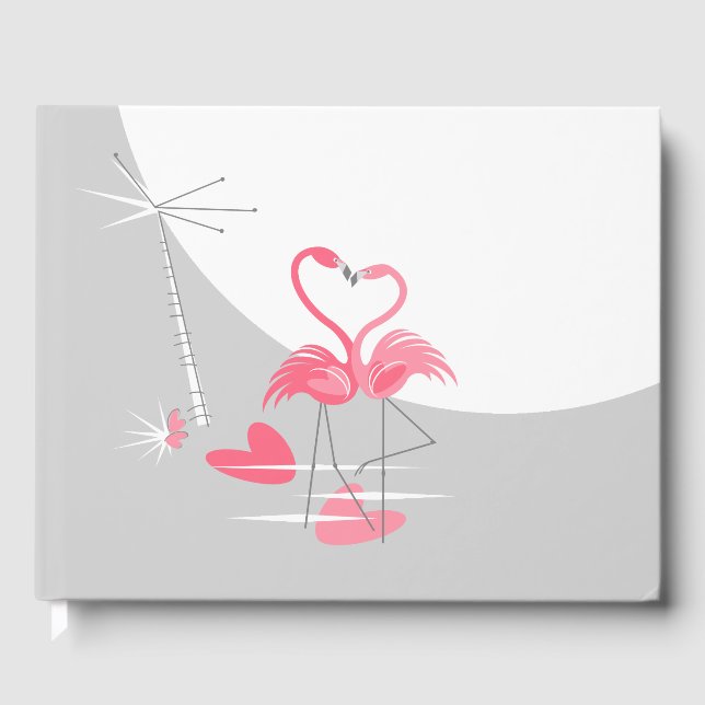 Flamingo Liebe Large Moon Gästebuch (Vorderseite)