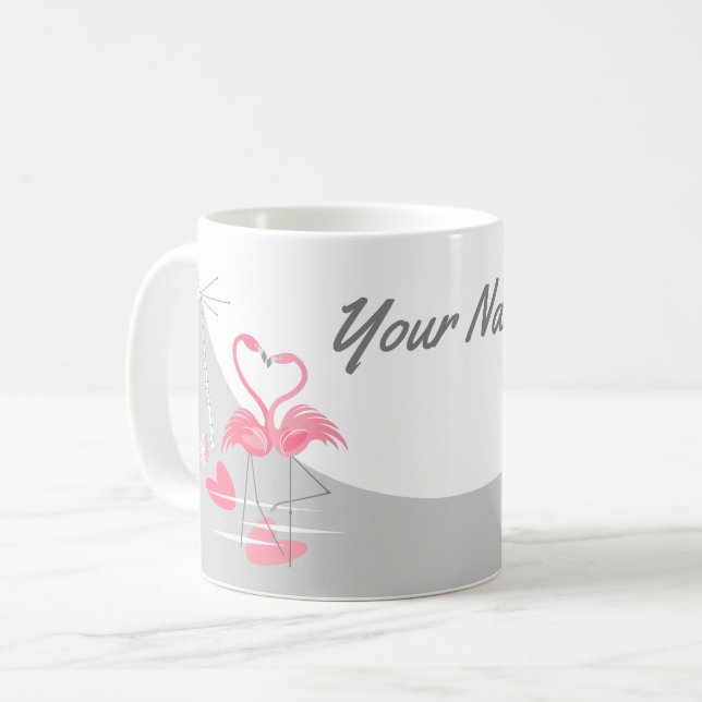 Flamingo Liebe Large Moon Name Tasse (Vorderseite Links)