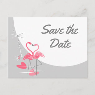Flamingo Liebe Large Moon Rett Date Text Ankündigungspostkarte