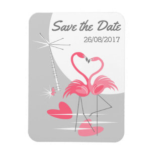 Flamingo Liebe Large Moon Save the Date Datum Magnet