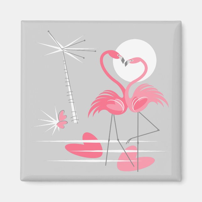 Flamingo Liebe Magnetquadrat Magnet (Vorne)