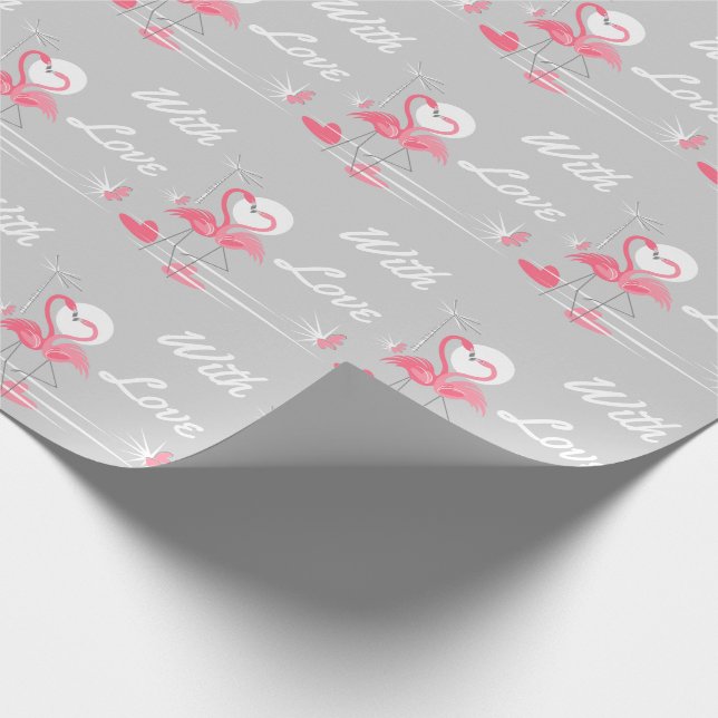 Flamingo Liebe mit Liebe Packpapier (Ecke)