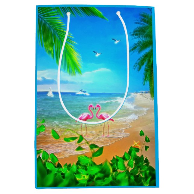Flamingo-Liebe Mittlere Geschenktüte (Vorderseite)